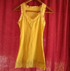 Mossimo Racer Tank Lace V Neck Yellow
